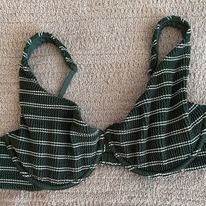 NWT Abercrombie & Fitch Green and White Striped Bikini Top